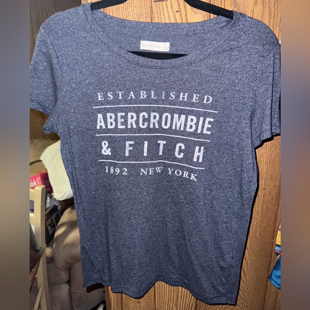 Abercrombie & Fitch Navy Blue Charcoal Logo Tee